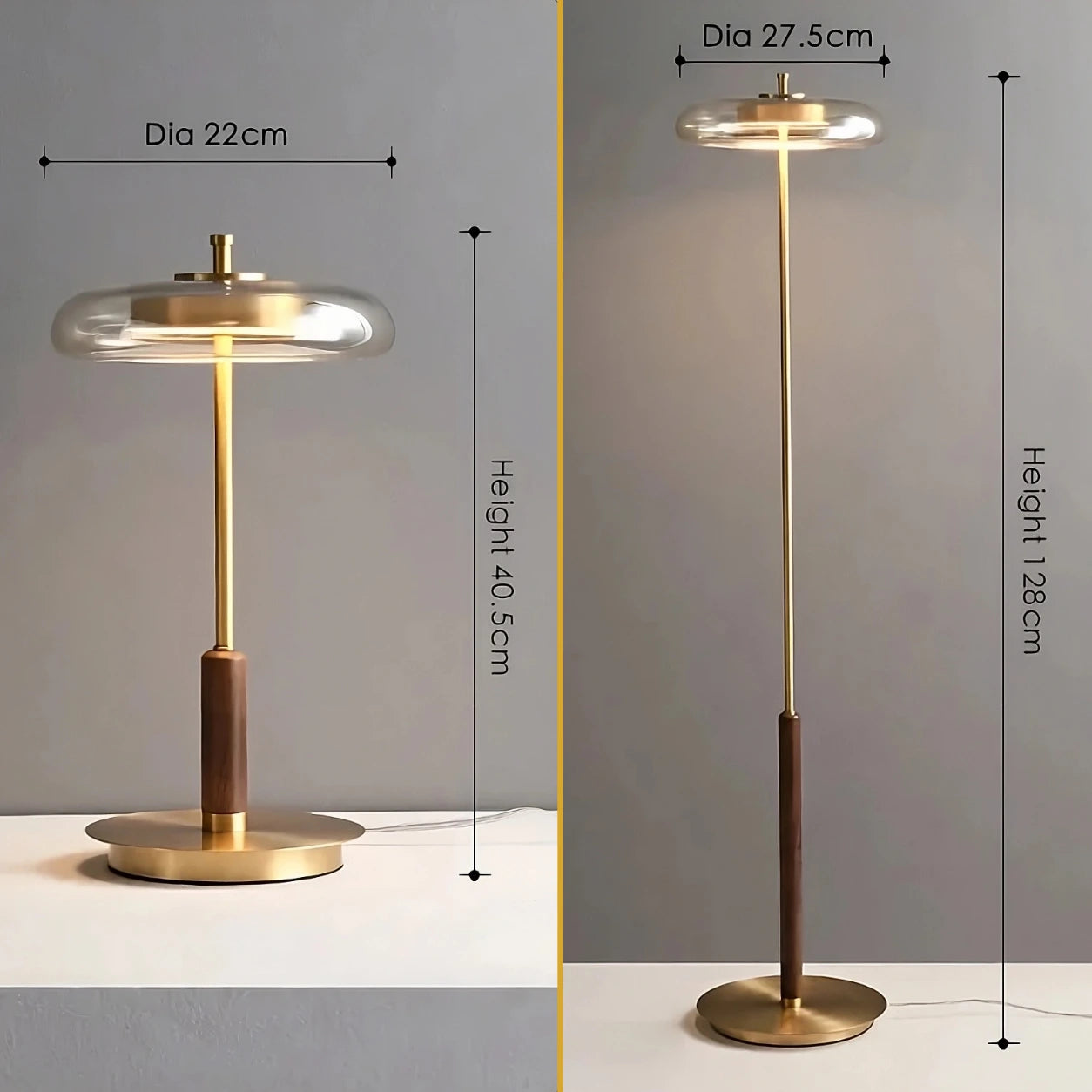 Lina - LED tafellamp van glas & koper